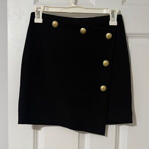Express Black Mini Skirt with Gold Buttons